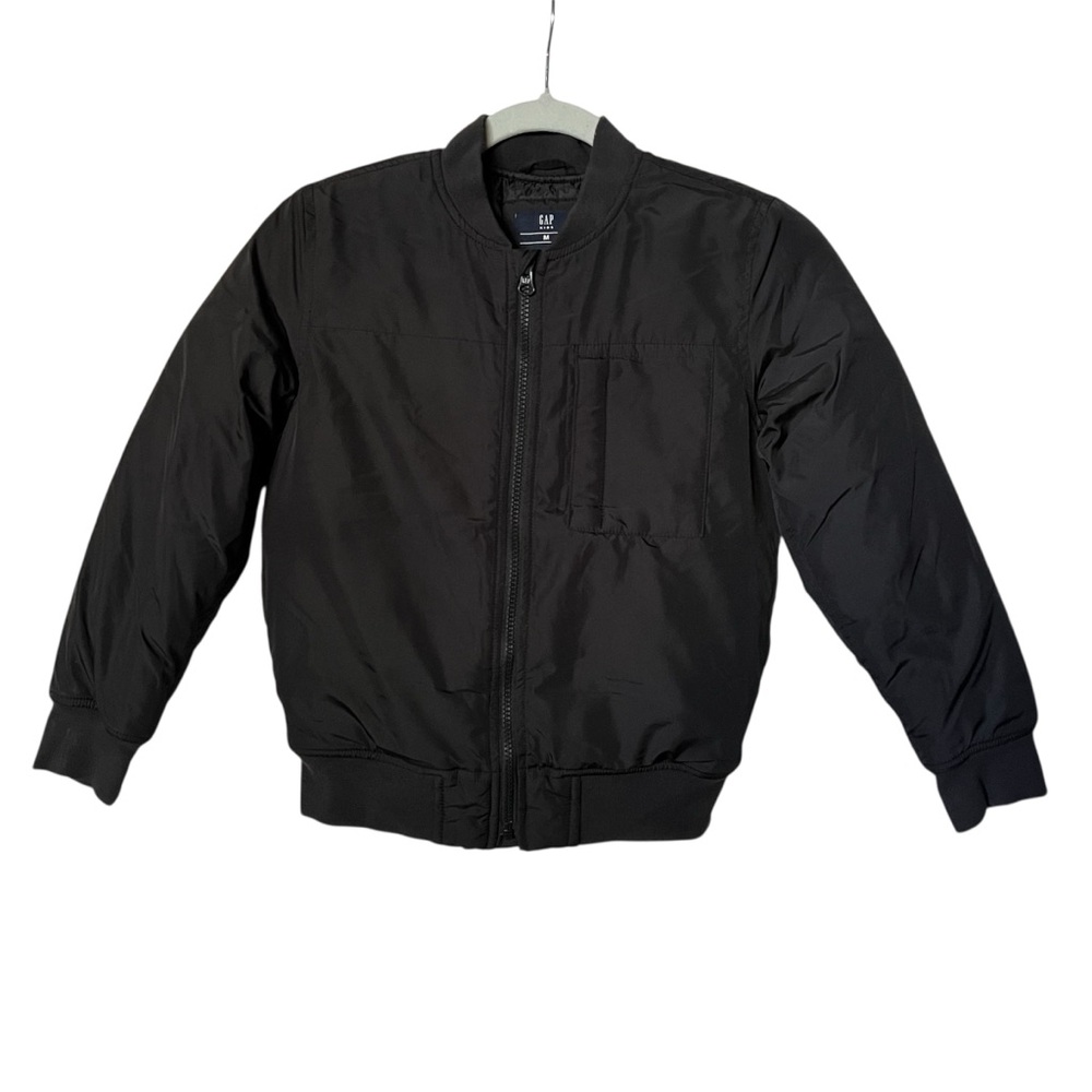 🩷 Gap Kids Full Zip Bomber Jacket - Black. Size: M (8-9)